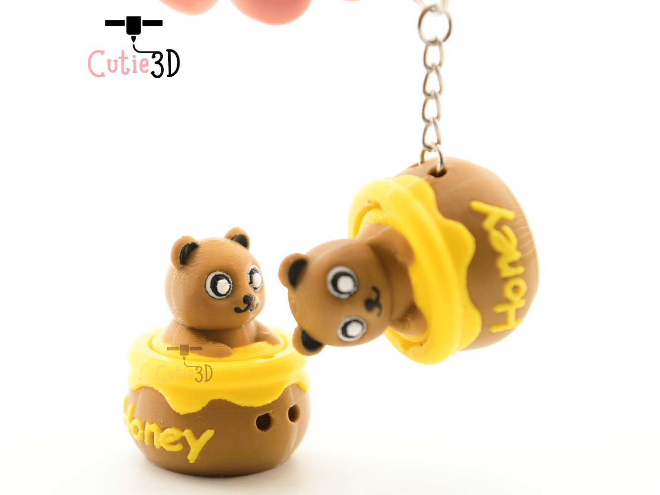Digital Downloads - Cutie3D Bear In Honey Pot Keycap Fidget Clicker Keychain - Cute Backpack Keychain