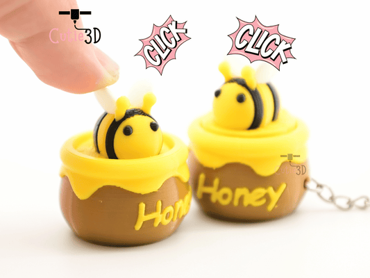 Digital Downloads - Cutie3D Bee And Honey Jar Keycap Fidget Clicker Keychain - Cute Backpack Keychain