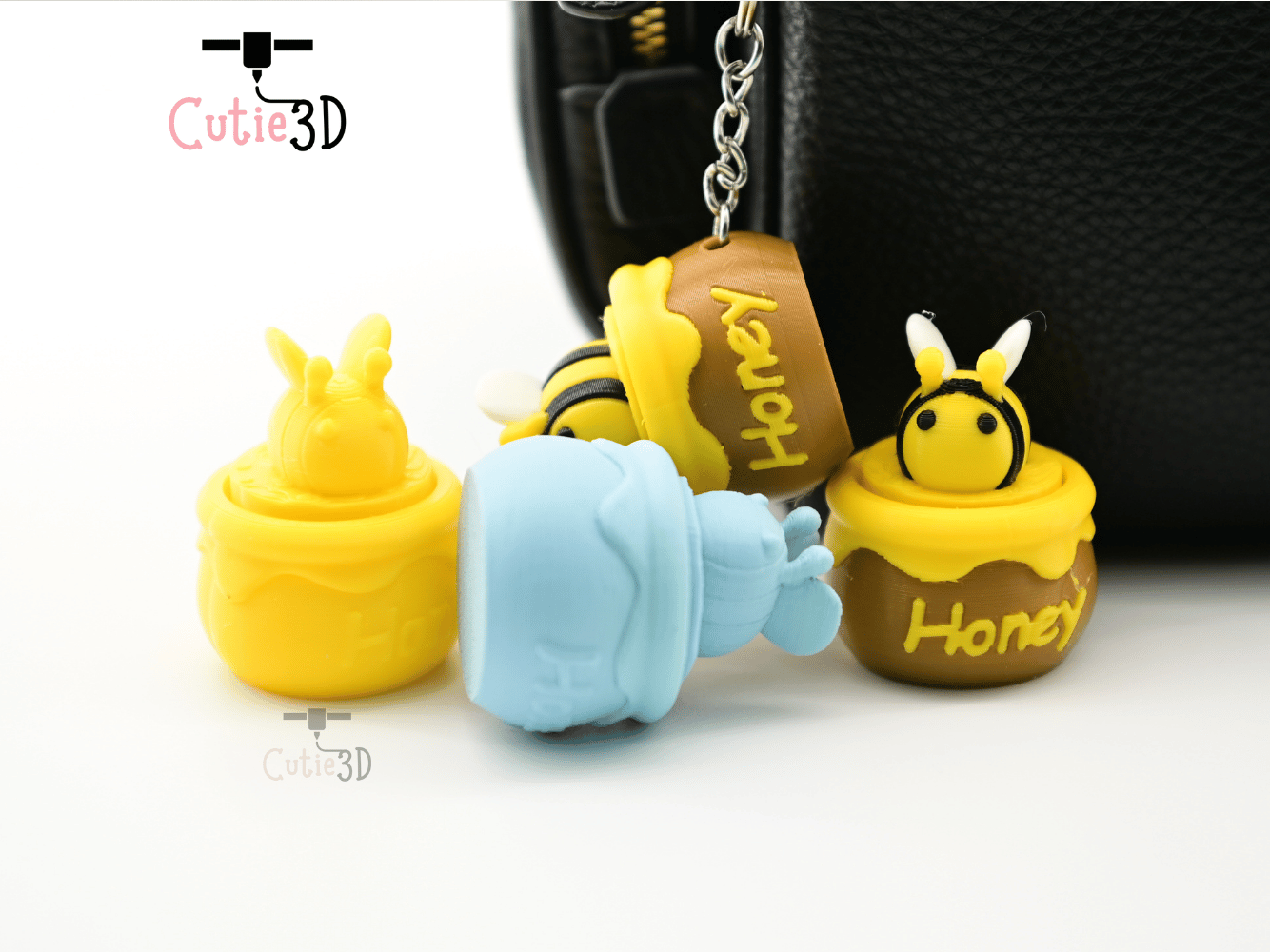 Digital Downloads - Cutie3D Bee And Honey Jar Keycap Fidget Clicker Keychain - Cute Backpack Keychain