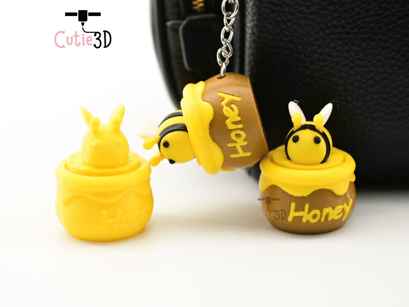 Digital Downloads - Cutie3D Bee And Honey Jar Keycap Fidget Clicker Keychain - Cute Backpack Keychain