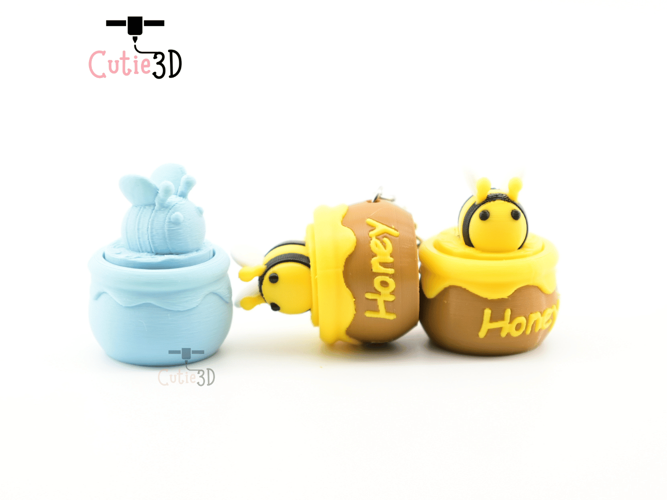 Digital Downloads - Cutie3D Bee And Honey Jar Keycap Fidget Clicker Keychain - Cute Backpack Keychain