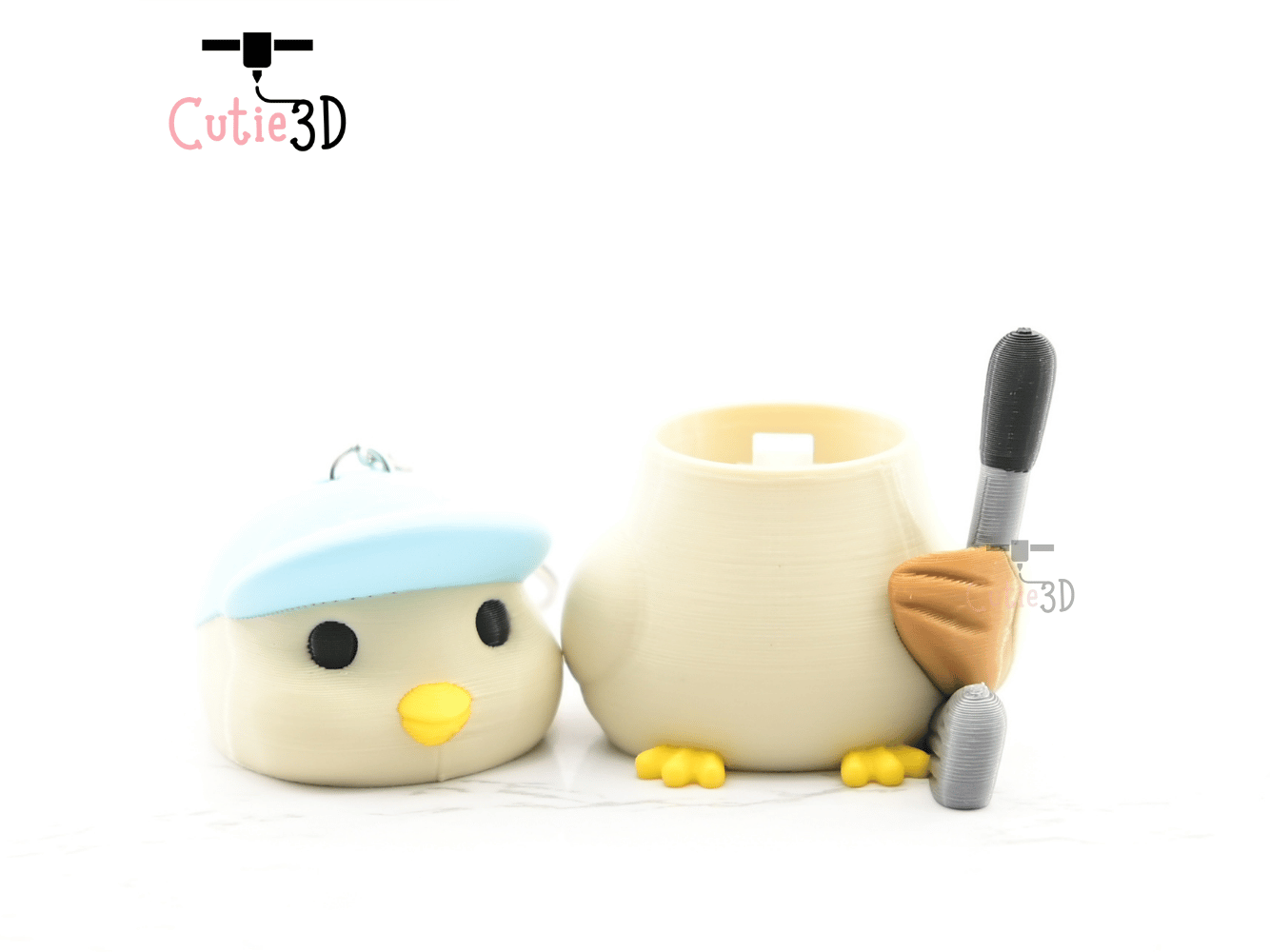 Digital Downloads - Cutie3D Bird Golfer Keycap Fidget Clicker Keychain - Cute Backpack Keychain