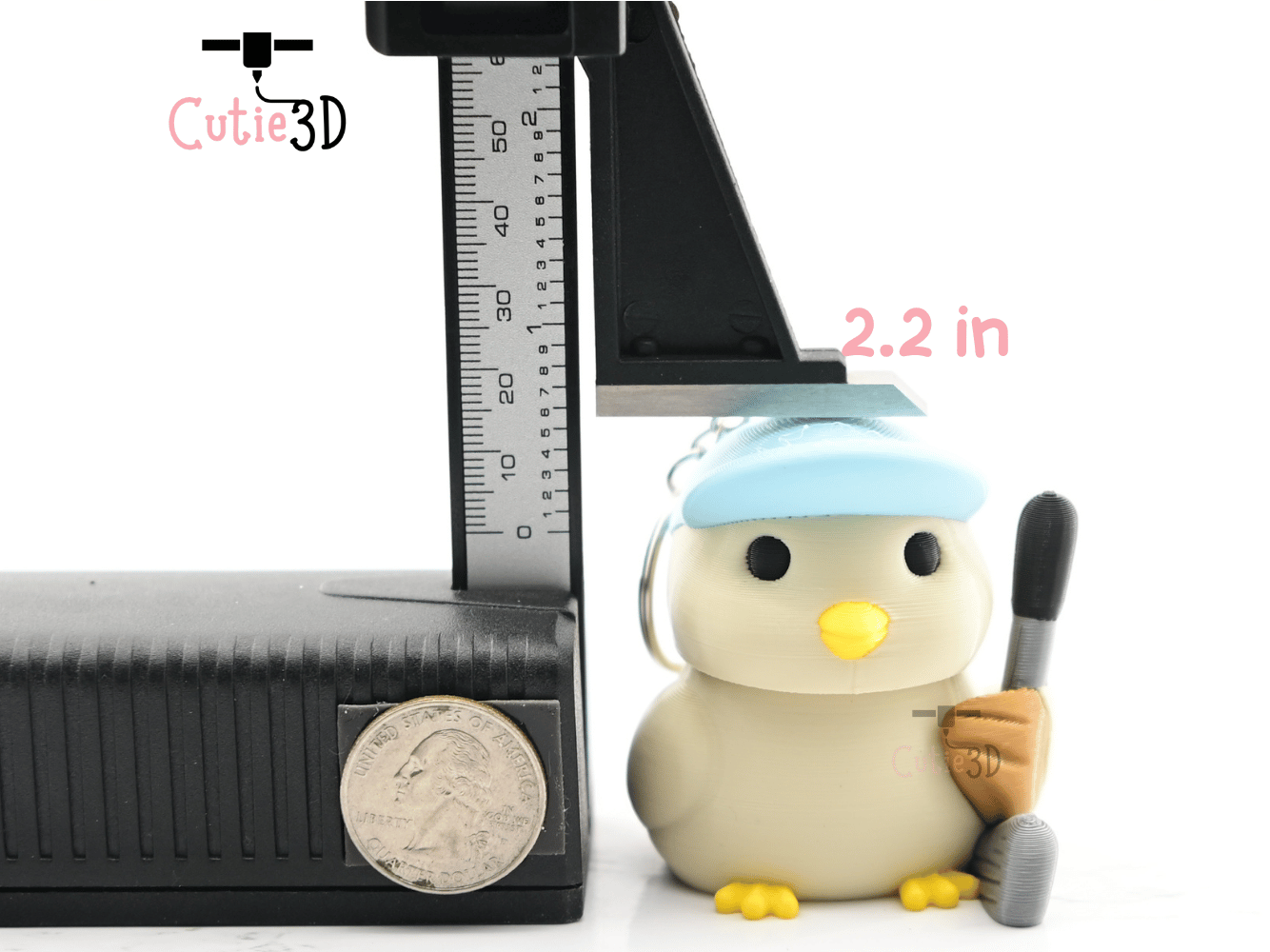 Digital Downloads - Cutie3D Bird Golfer Keycap Fidget Clicker Keychain - Cute Backpack Keychain