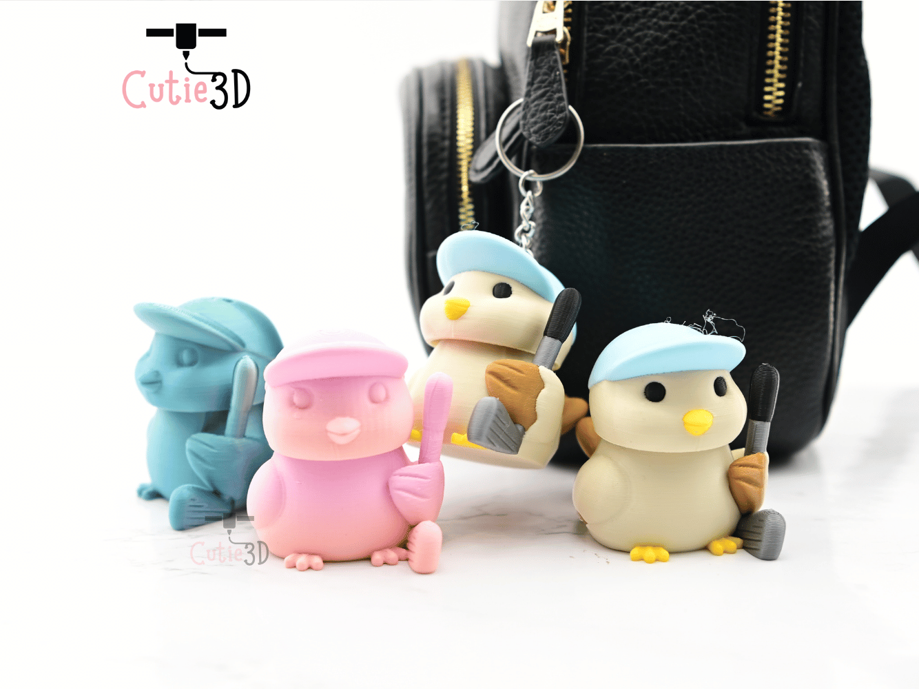 Digital Downloads - Cutie3D Bird Golfer Keycap Fidget Clicker Keychain - Cute Backpack Keychain