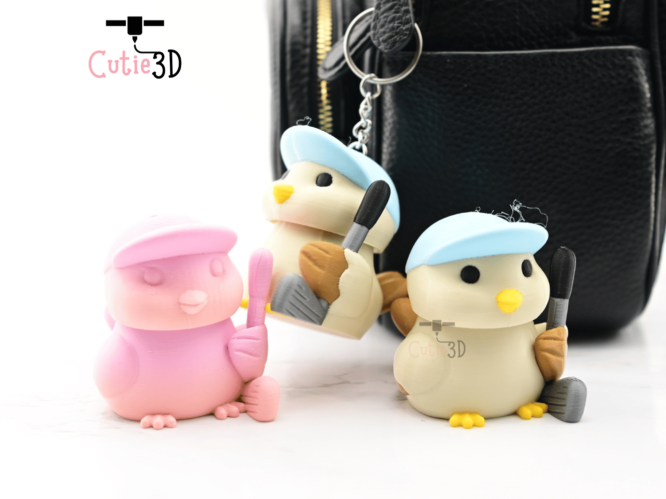 Digital Downloads - Cutie3D Bird Golfer Keycap Fidget Clicker Keychain - Cute Backpack Keychain