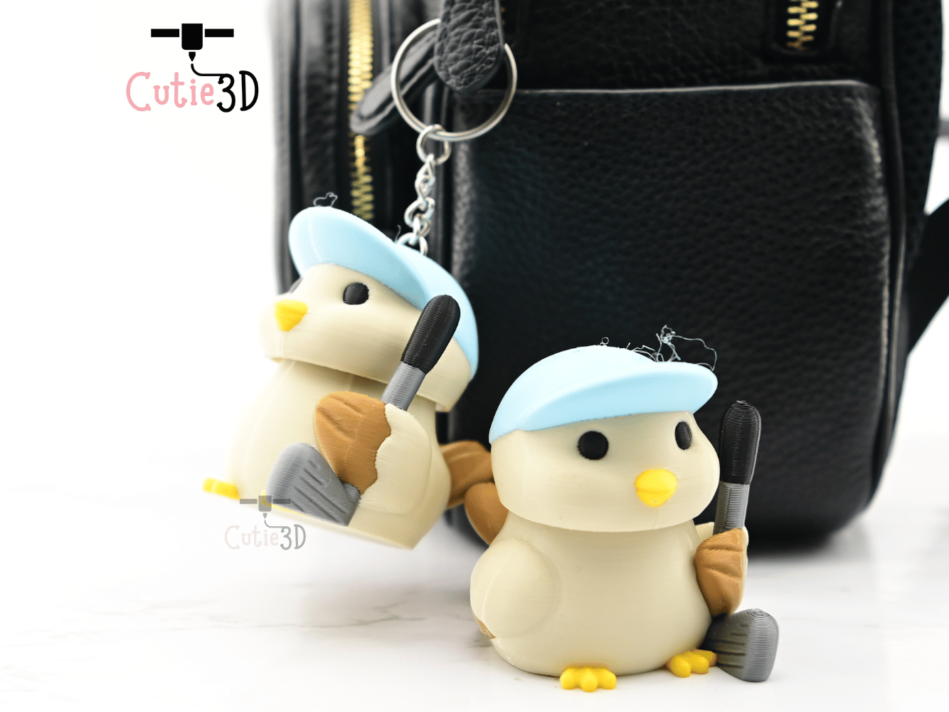 Digital Downloads - Cutie3D Bird Golfer Keycap Fidget Clicker Keychain - Cute Backpack Keychain