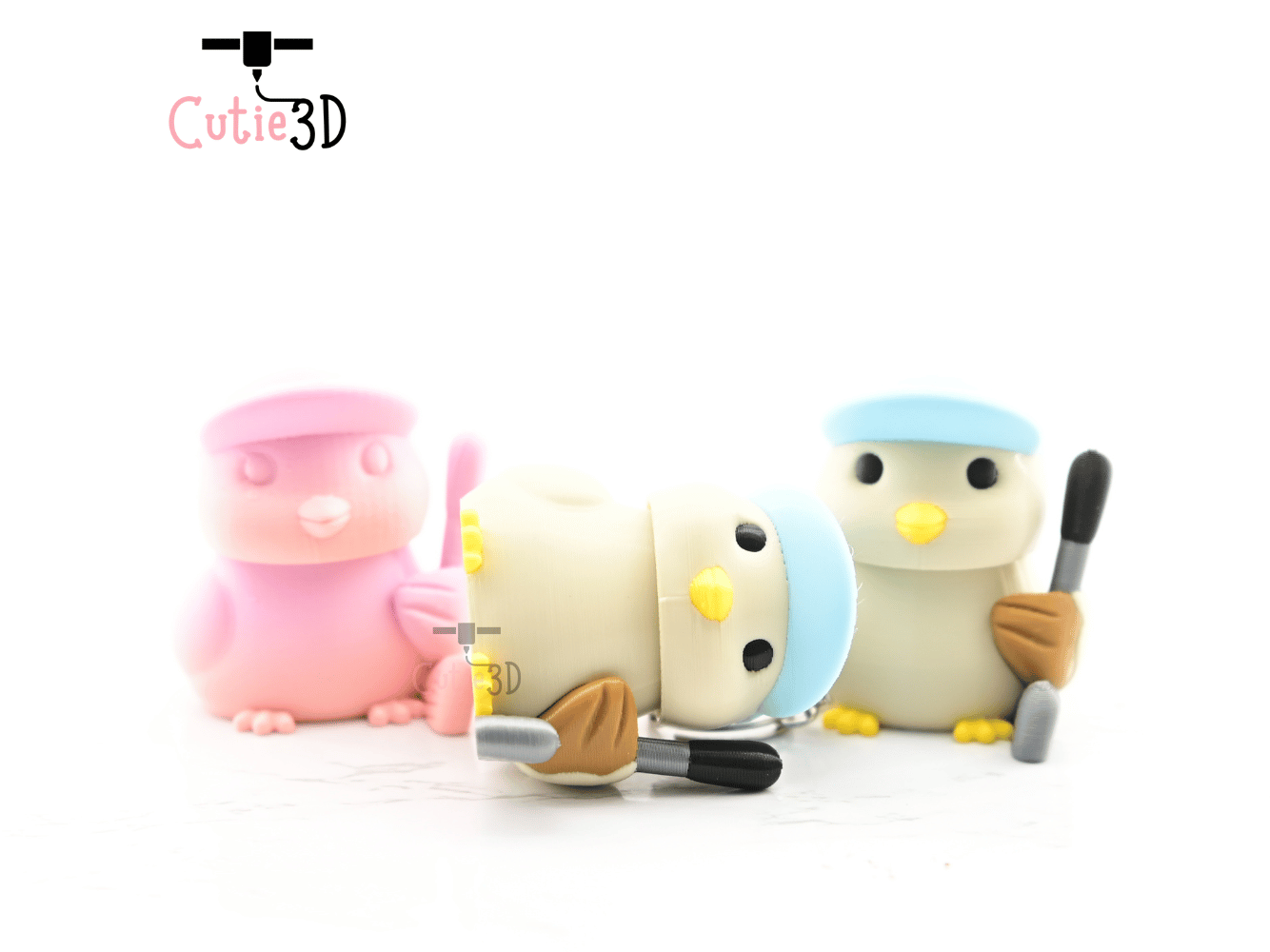 Digital Downloads - Cutie3D Bird Golfer Keycap Fidget Clicker Keychain - Cute Backpack Keychain