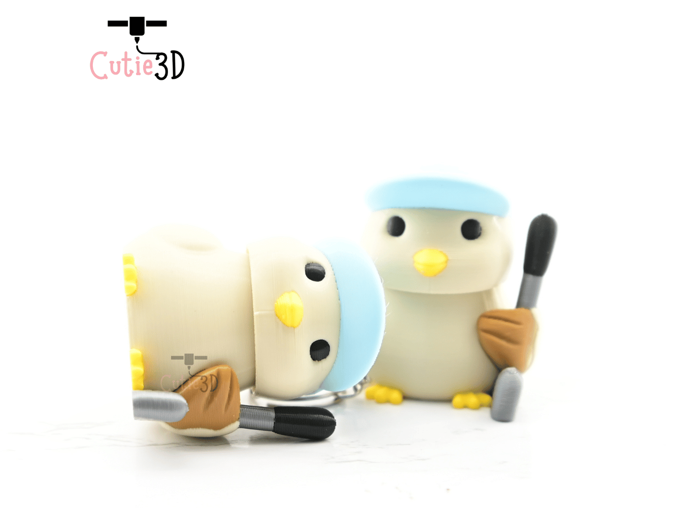 Digital Downloads - Cutie3D Bird Golfer Keycap Fidget Clicker Keychain - Cute Backpack Keychain