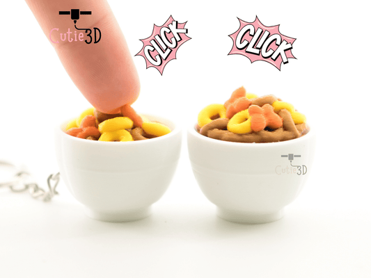 Digital Downloads - Cutie3D Breakfast Cereal Bowl Keycap Fidget Clicker Keychain - Cute Backpack Keychain
