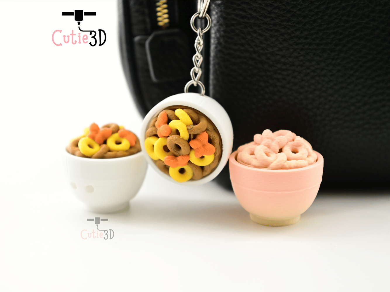 Digital Downloads - Cutie3D Breakfast Cereal Bowl Keycap Fidget Clicker Keychain - Cute Backpack Keychain