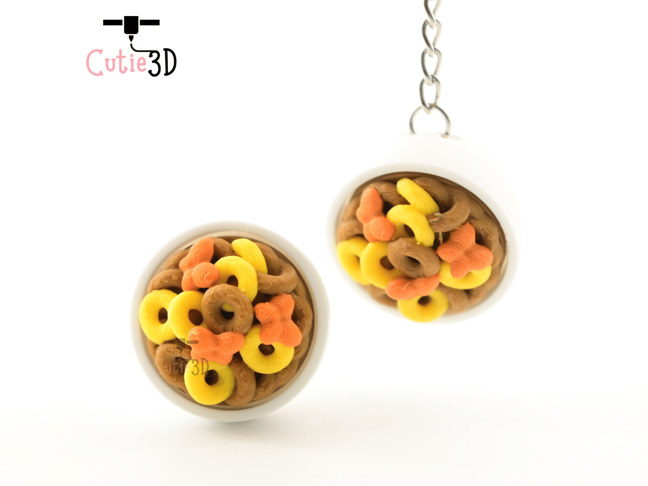 Digital Downloads - Cutie3D Breakfast Cereal Bowl Keycap Fidget Clicker Keychain - Cute Backpack Keychain