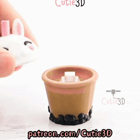 Digital Downloads - Cutie3D Bunny Boba Tea Cup Keycap Fidget Clicker Keychain - Cute Backpack Keychain