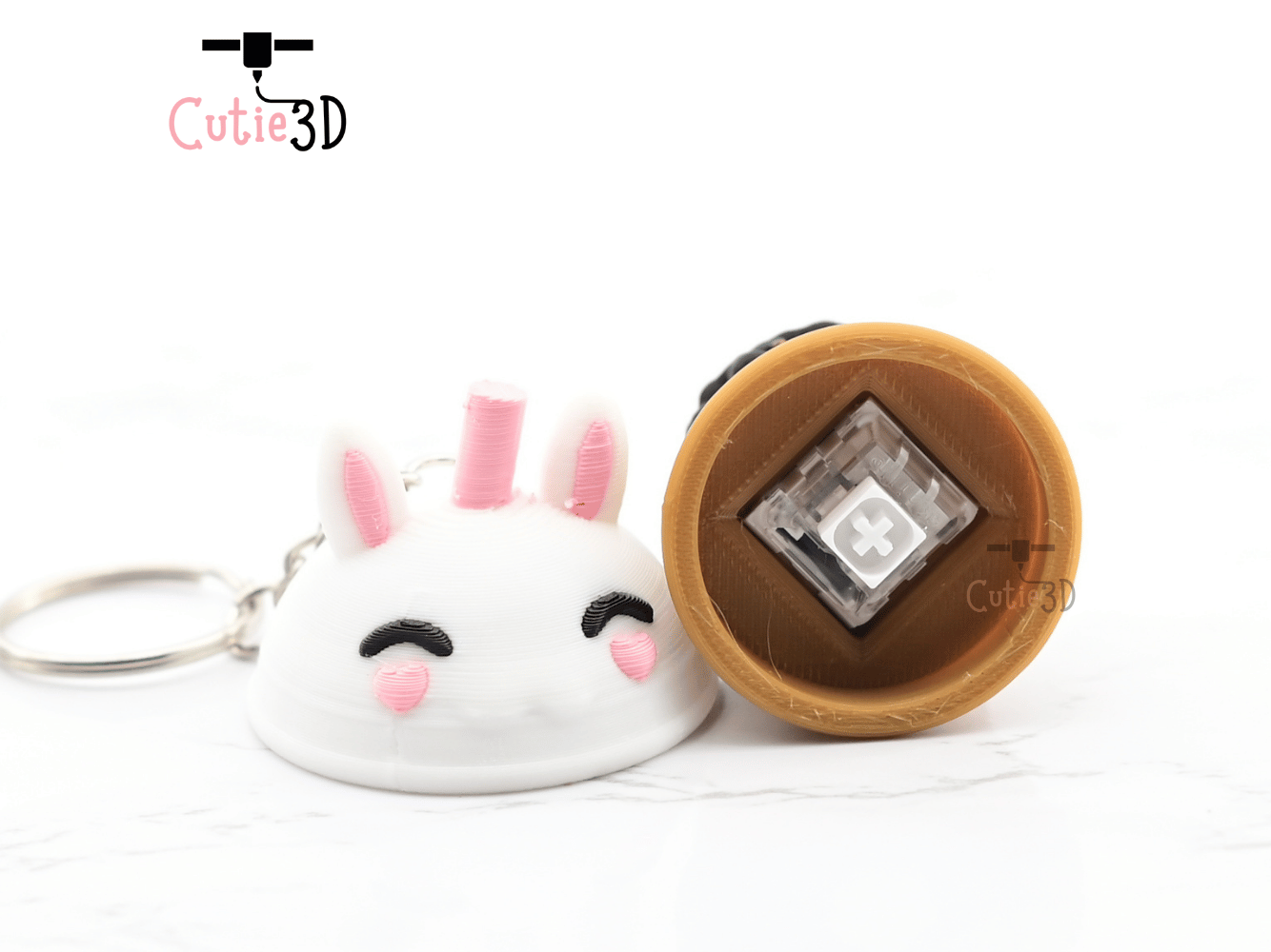 Digital Downloads - Cutie3D Bunny Boba Tea Cup Keycap Fidget Clicker Keychain - Cute Backpack Keychain