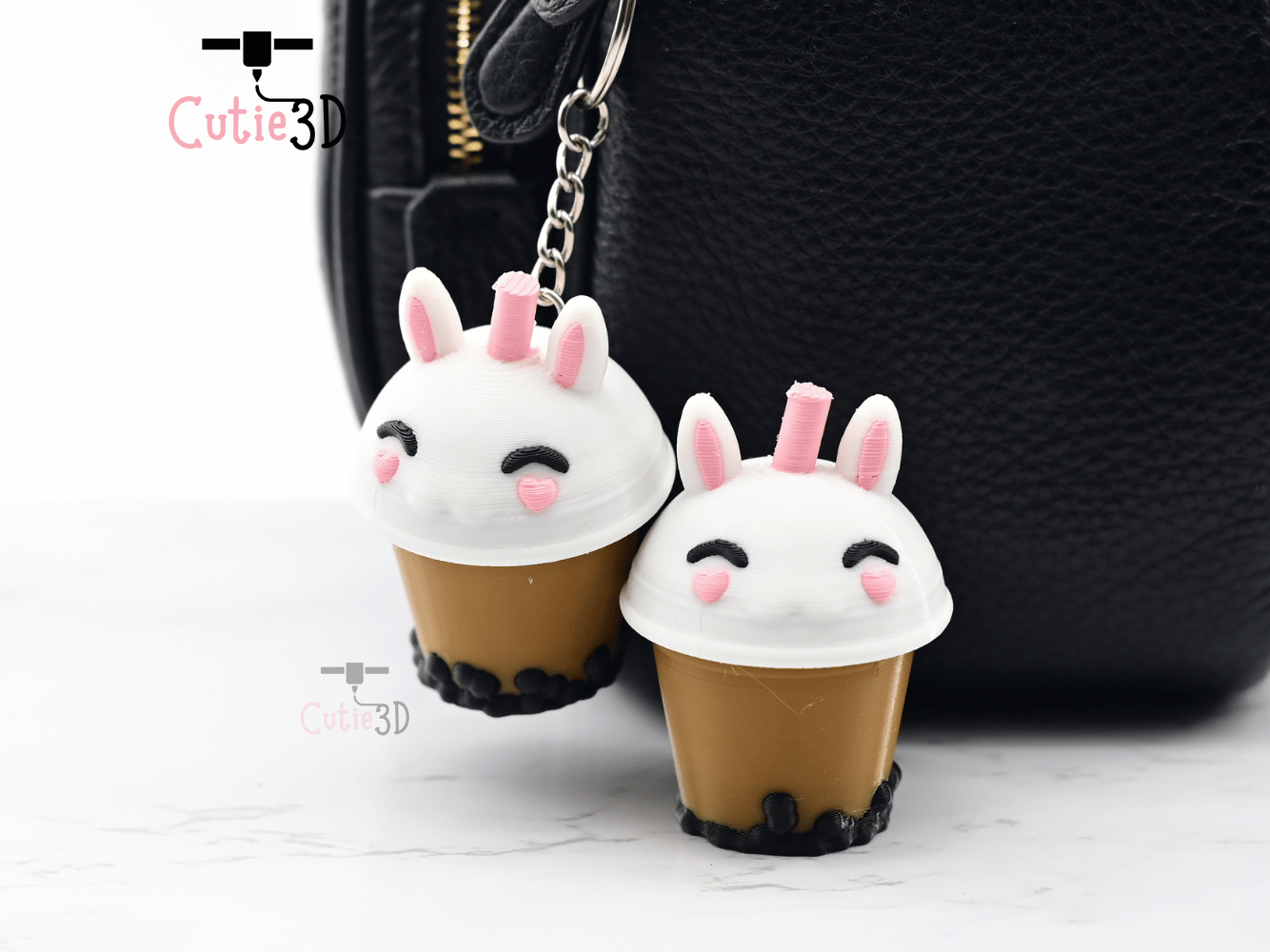 Digital Downloads - Cutie3D Bunny Boba Tea Cup Keycap Fidget Clicker Keychain - Cute Backpack Keychain