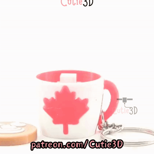Digital Downloads - Cutie3D Canada Coffee Mug Keycap Fidget Clicker Keychain - Cute Backpack Keychain