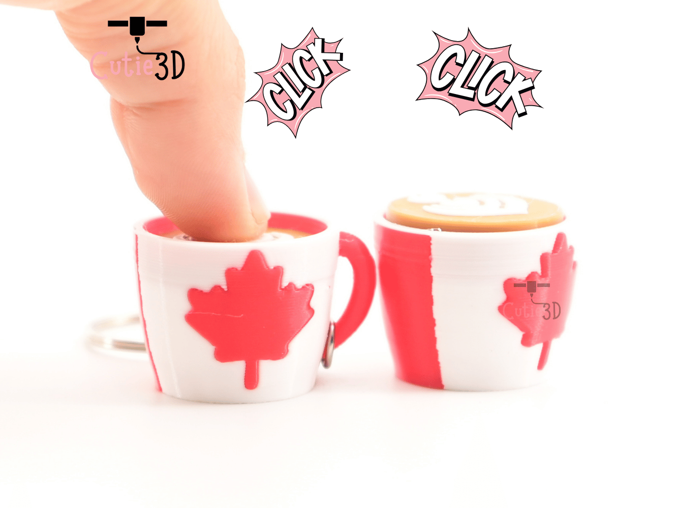 Digital Downloads - Cutie3D Canada Coffee Mug Keycap Fidget Clicker Keychain - Cute Backpack Keychain