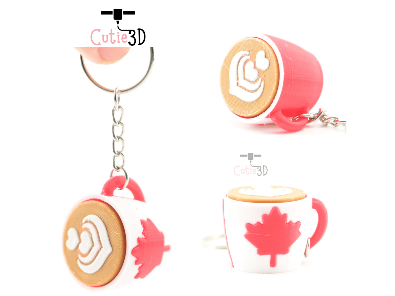 Digital Downloads - Cutie3D Canada Coffee Mug Keycap Fidget Clicker Keychain - Cute Backpack Keychain