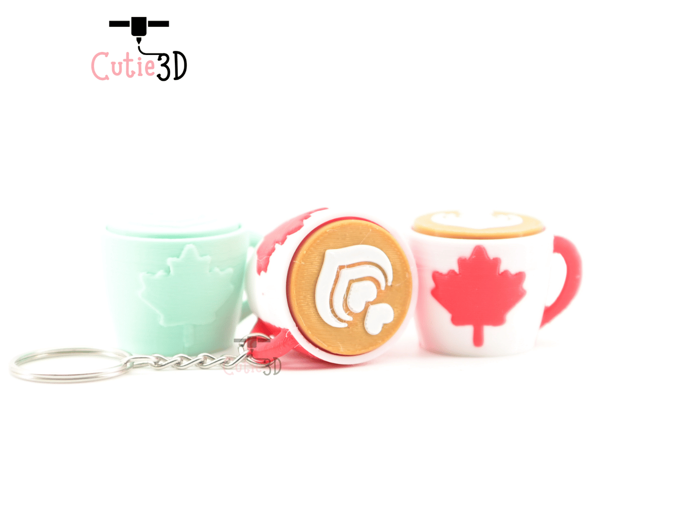Digital Downloads - Cutie3D Canada Coffee Mug Keycap Fidget Clicker Keychain - Cute Backpack Keychain