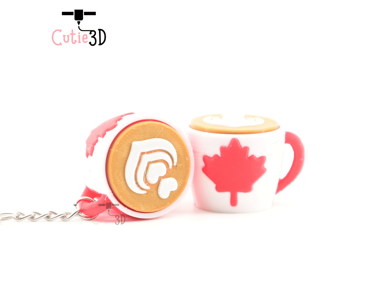 Digital Downloads - Cutie3D Canada Coffee Mug Keycap Fidget Clicker Keychain - Cute Backpack Keychain