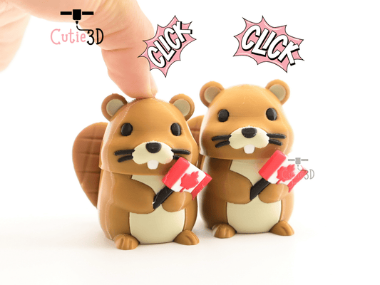 Digital Downloads - Cutie3D Canada Flag Beaver Keycap Fidget Clicker Keychain - Cute Backpack Keychain