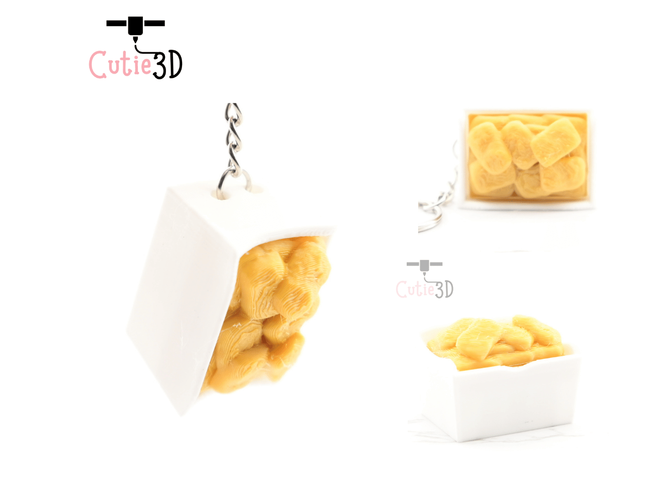 Digital Downloads - Cutie3D Chicken Nugget Keycap Fidget Clicker Keychain - Cute Backpack Keychain