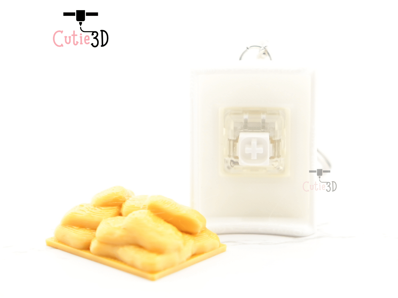 Digital Downloads - Cutie3D Chicken Nugget Keycap Fidget Clicker Keychain - Cute Backpack Keychain
