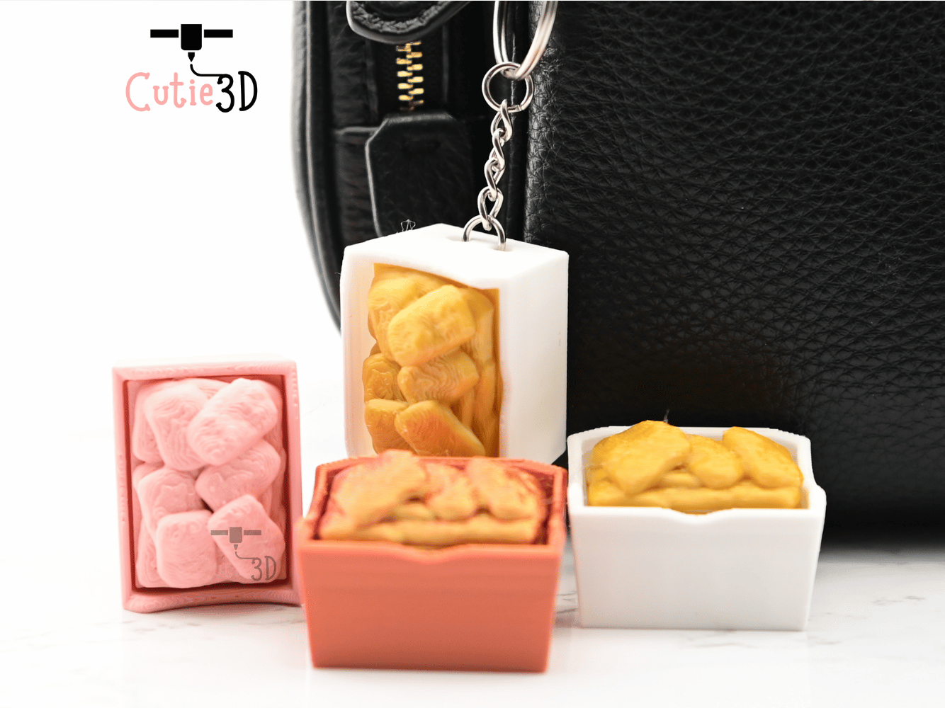 Digital Downloads - Cutie3D Chicken Nugget Keycap Fidget Clicker Keychain - Cute Backpack Keychain