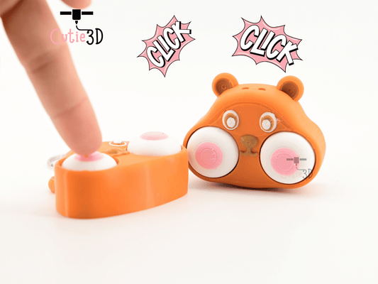 Digital Downloads - Cutie3D Chubby Hamster Face For Animal Lovers Keycap Fidget Clicker Keychain - Cute Backpack Keychain