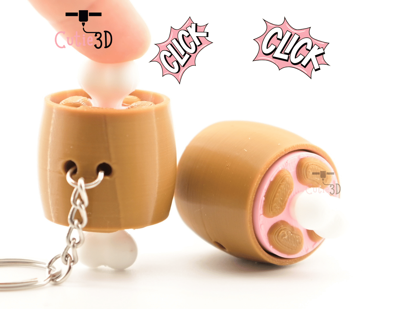 Digital Downloads - Cutie3D Chunky Meat For Food Lovers Keycap Fidget Clicker Keychain - Cute Backpack Keychain