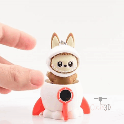 Digital Downloads - Cutie3D Clicker Fidget Labubu Astronaut In Rocket Keychain - Cute Backpack Keychain
