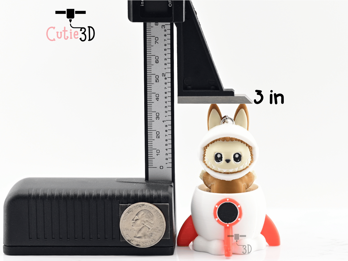 Digital Downloads - Cutie3D Clicker Fidget Labubu Astronaut In Rocket Keychain - Cute Backpack Keychain