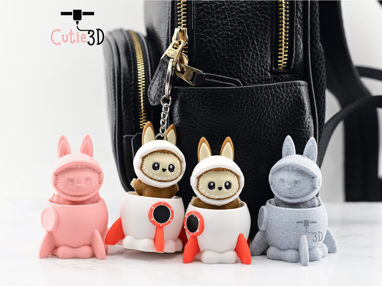 Digital Downloads - Cutie3D Clicker Fidget Labubu Astronaut In Rocket Keychain - Cute Backpack Keychain