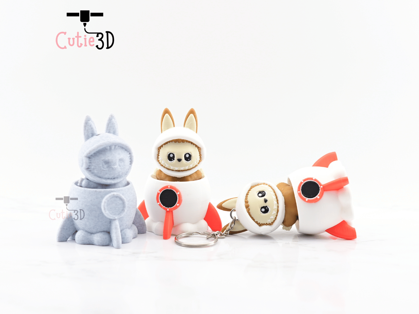 Digital Downloads - Cutie3D Clicker Fidget Labubu Astronaut In Rocket Keychain - Cute Backpack Keychain
