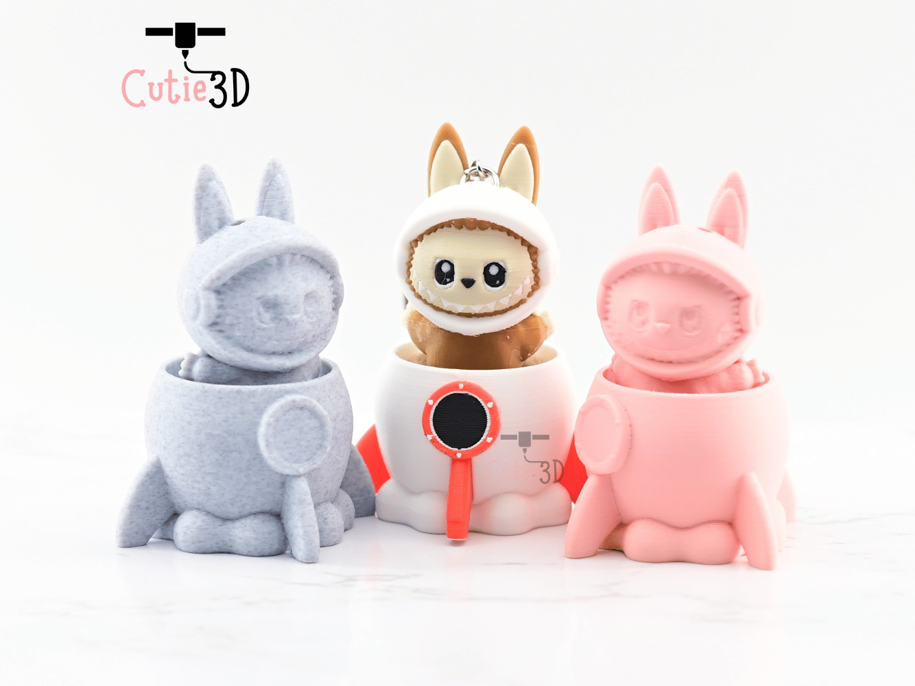 Digital Downloads - Cutie3D Clicker Fidget Labubu Astronaut In Rocket Keychain - Cute Backpack Keychain