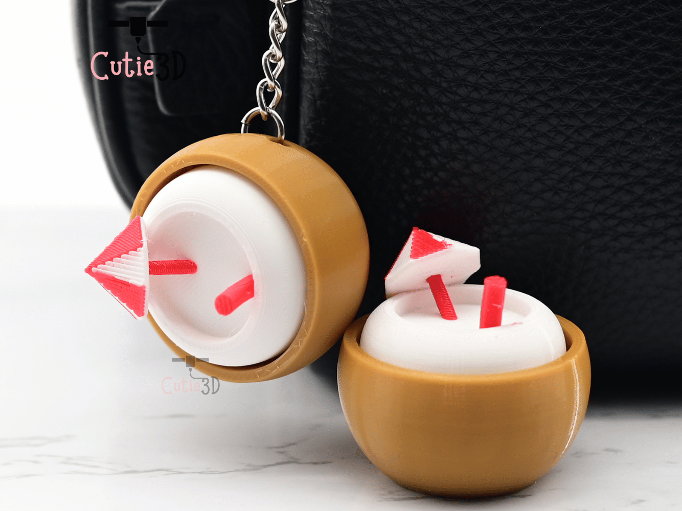 Digital Downloads - Cutie3D Coconut Cocktail Tropical Summer Keycap Fidget Clicker Keychain - Cute Backpack Keychain