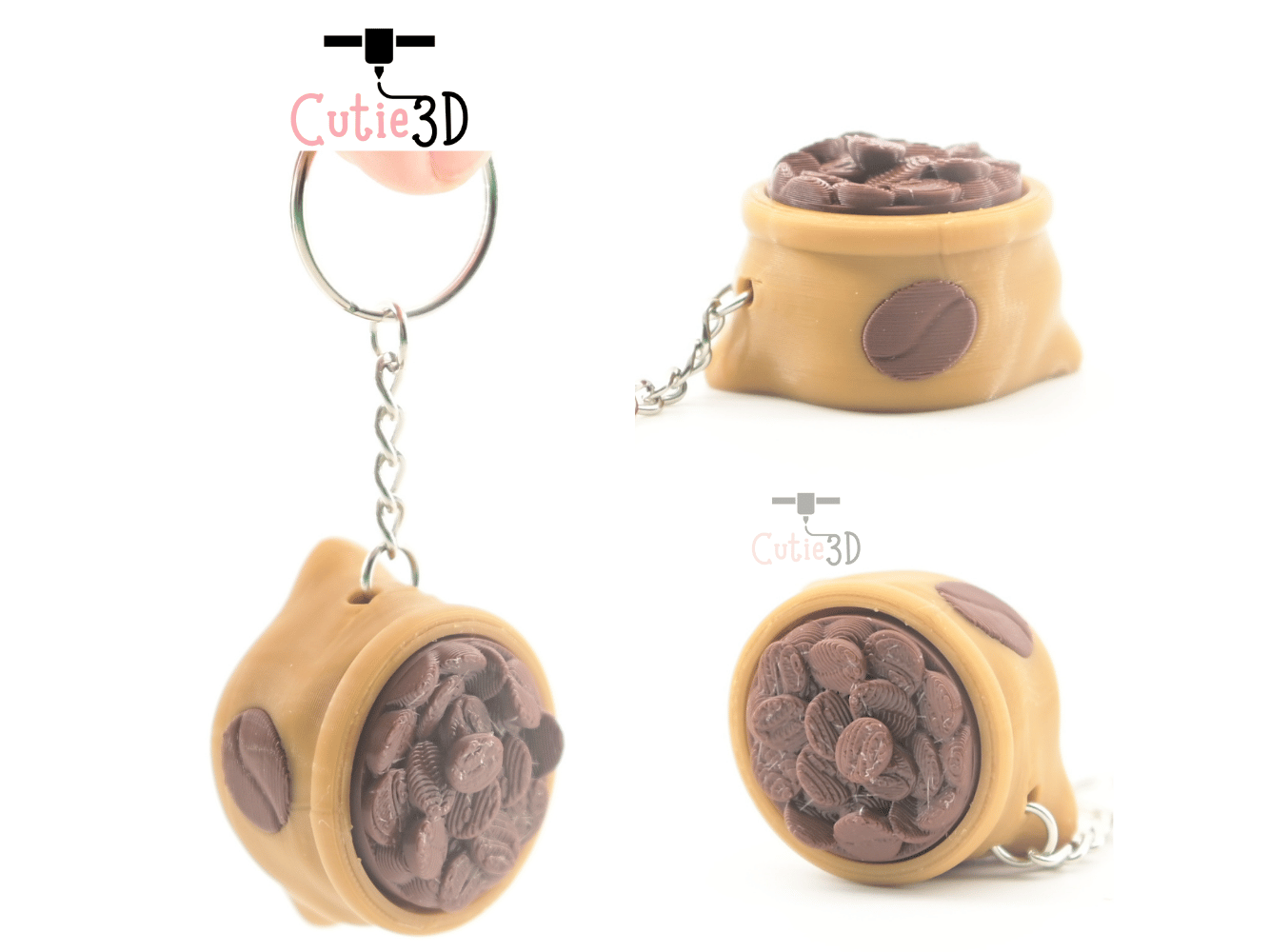 Digital Downloads - Cutie3D Coffee Bean Bag Keycap Fidget Clicker Keychain - Cute Backpack Keychain