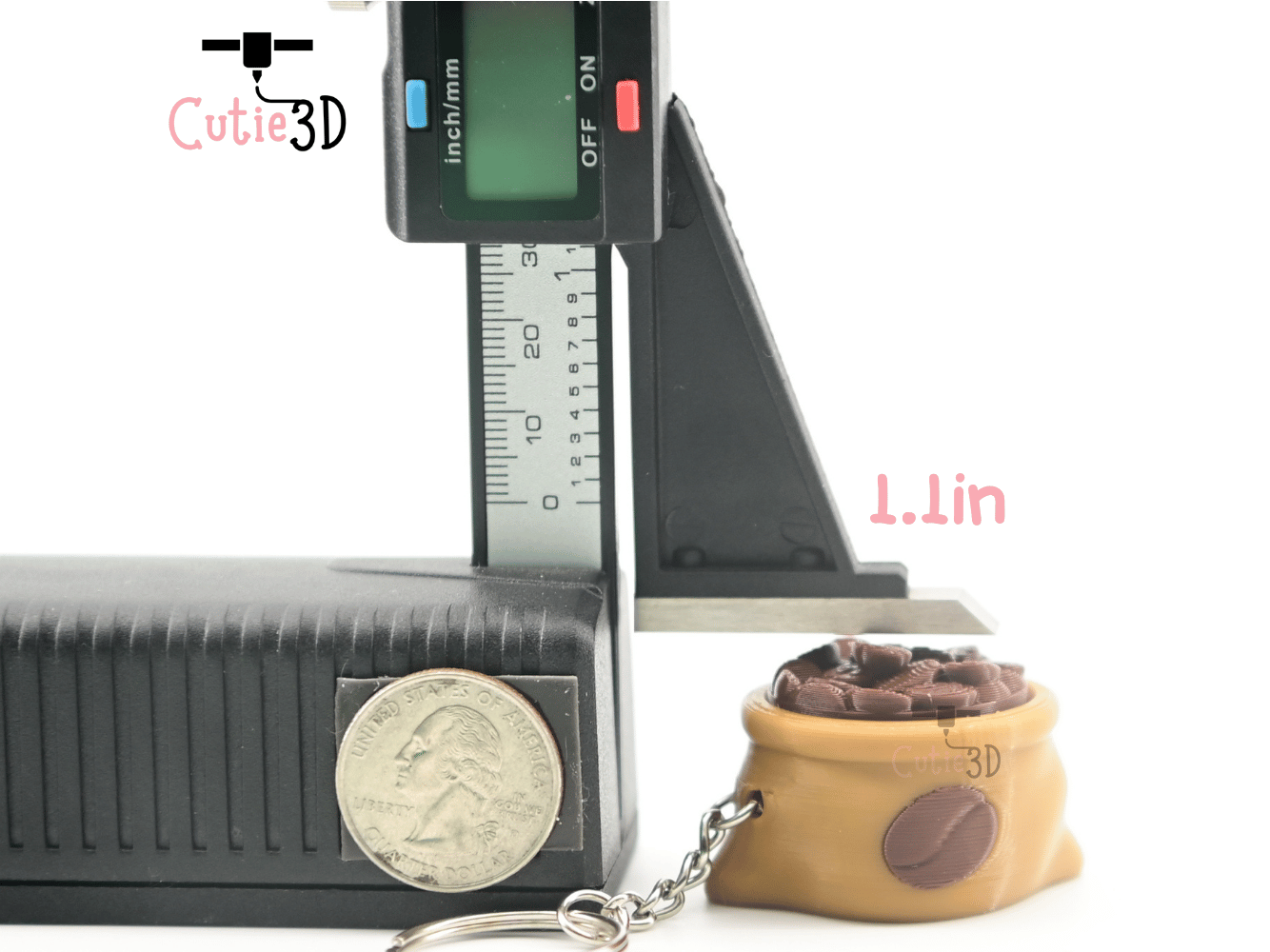 Digital Downloads - Cutie3D Coffee Bean Bag Keycap Fidget Clicker Keychain - Cute Backpack Keychain