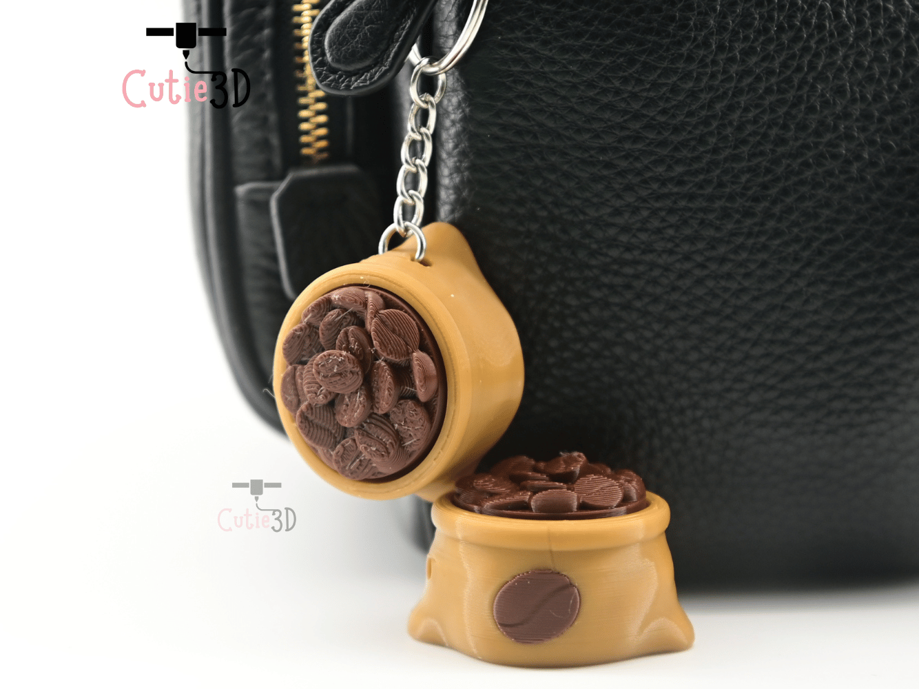 Digital Downloads - Cutie3D Coffee Bean Bag Keycap Fidget Clicker Keychain - Cute Backpack Keychain