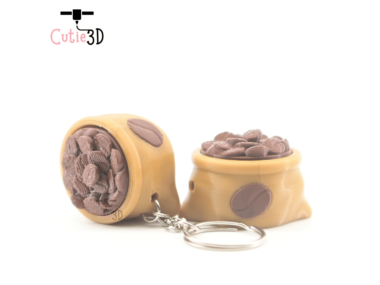 Digital Downloads - Cutie3D Coffee Bean Bag Keycap Fidget Clicker Keychain - Cute Backpack Keychain