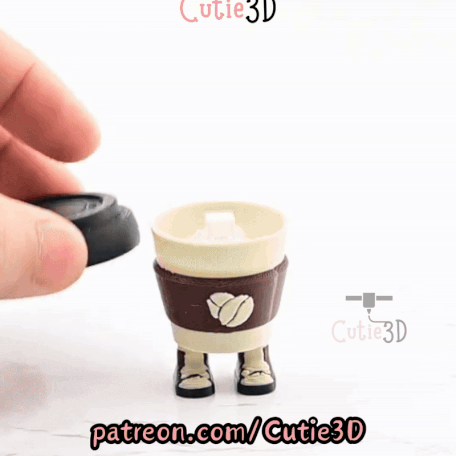 Digital Downloads - Cutie3D Coffee Cup With Legs Keycap Fidget Clicker Keychain - Cute Backpack Keychain