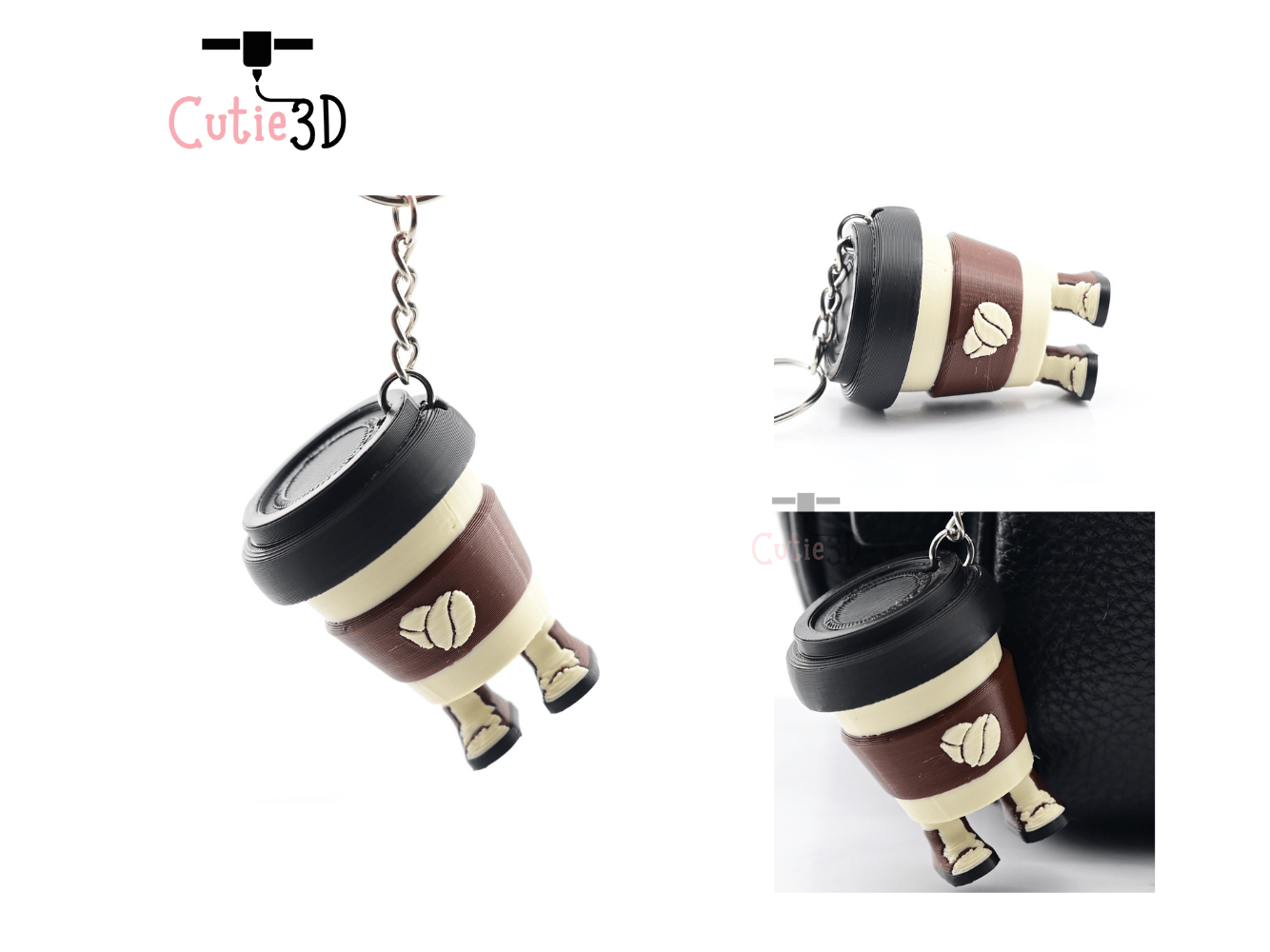 Digital Downloads - Cutie3D Coffee Cup With Legs Keycap Fidget Clicker Keychain - Cute Backpack Keychain