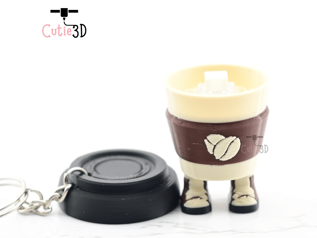 Digital Downloads - Cutie3D Coffee Cup With Legs Keycap Fidget Clicker Keychain - Cute Backpack Keychain