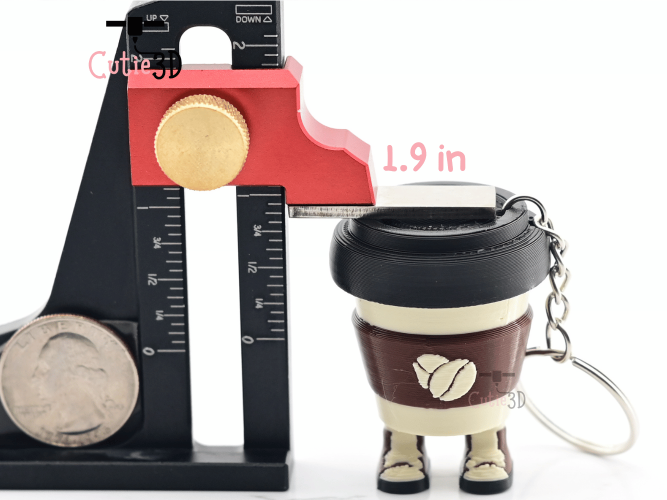 Digital Downloads - Cutie3D Coffee Cup With Legs Keycap Fidget Clicker Keychain - Cute Backpack Keychain