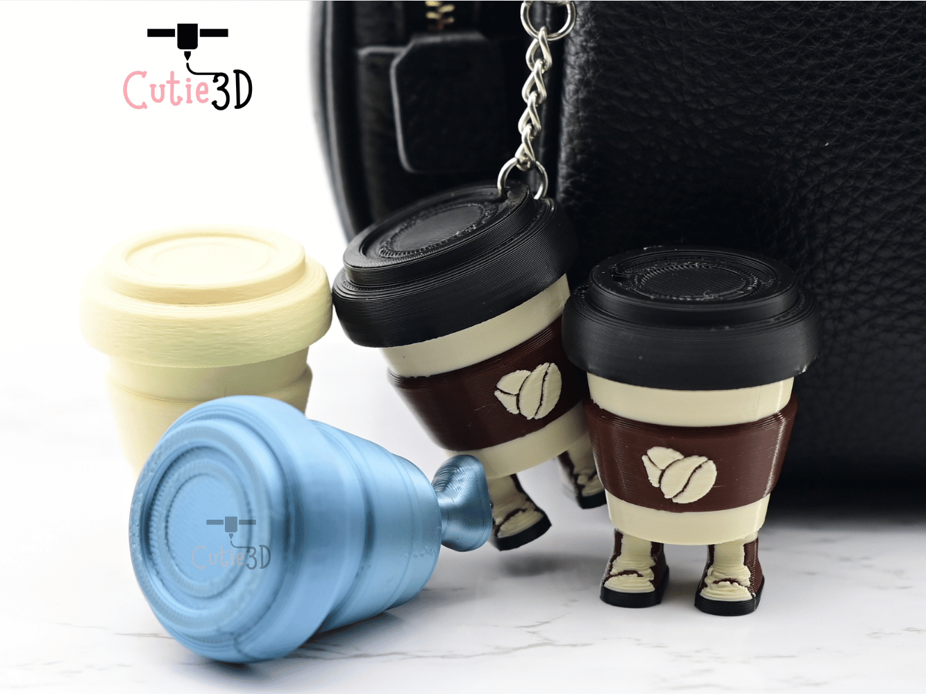 Digital Downloads - Cutie3D Coffee Cup With Legs Keycap Fidget Clicker Keychain - Cute Backpack Keychain
