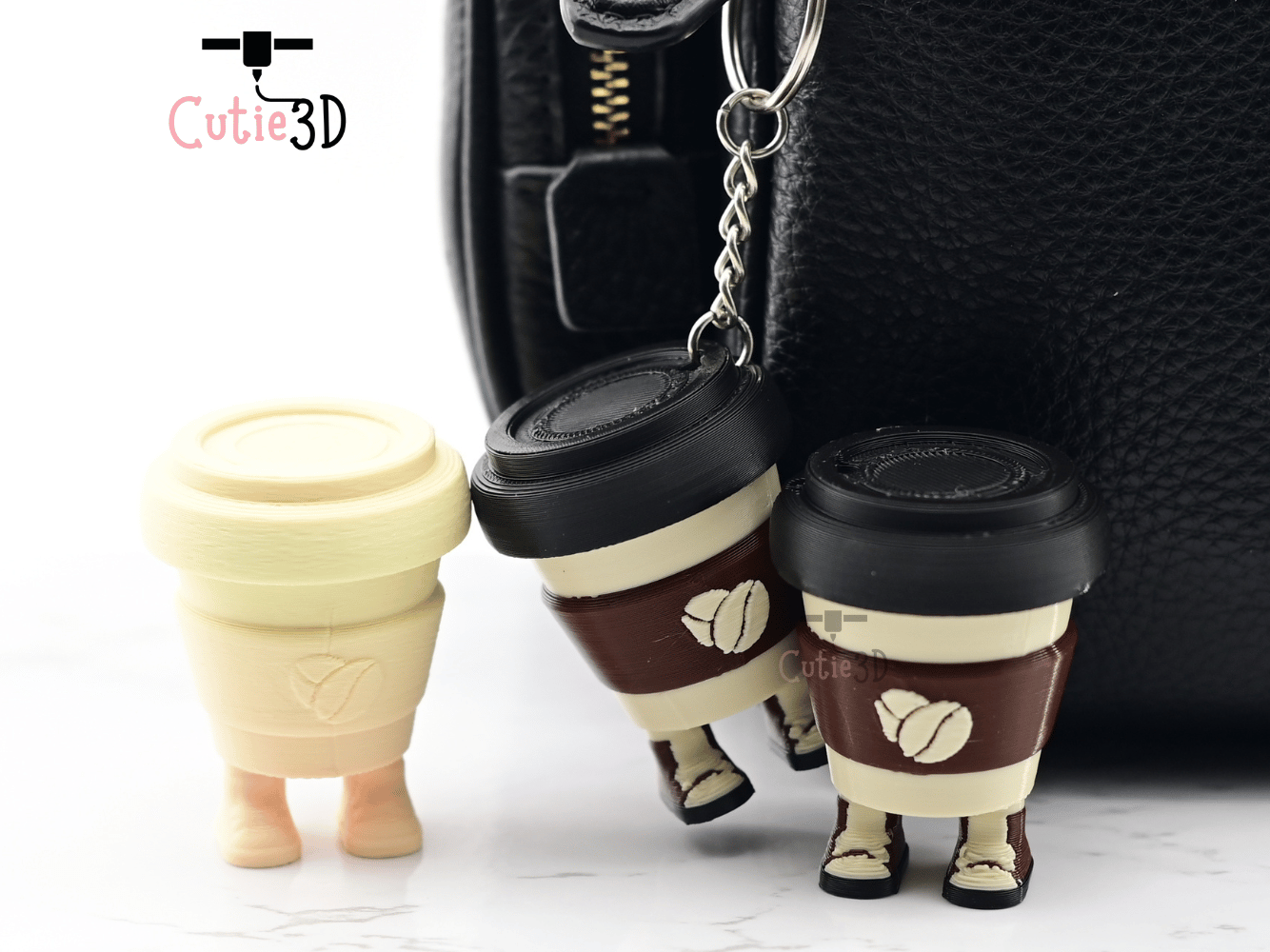 Digital Downloads - Cutie3D Coffee Cup With Legs Keycap Fidget Clicker Keychain - Cute Backpack Keychain