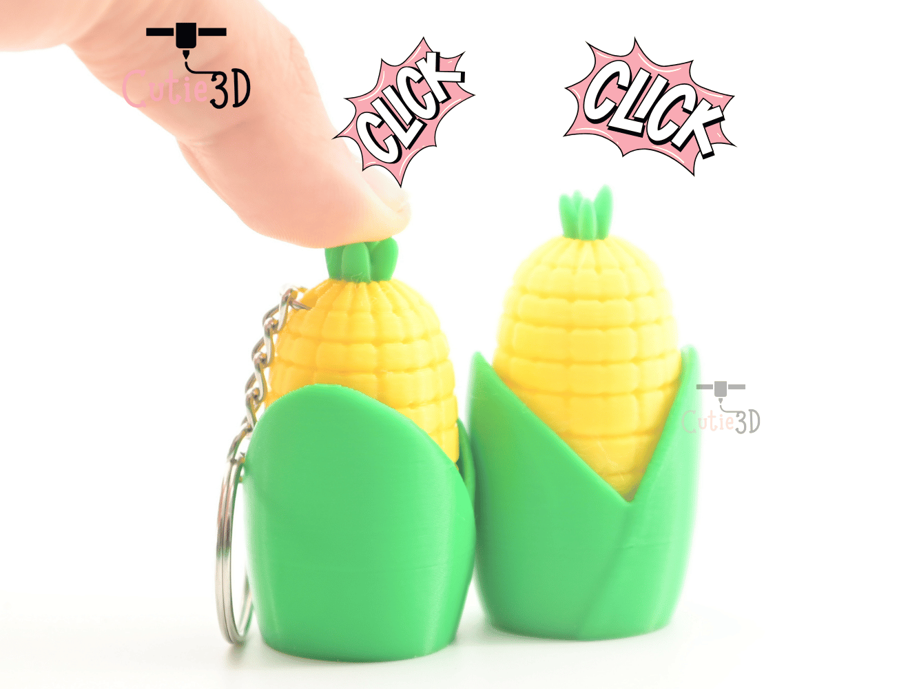 Digital Downloads - Cutie3D Corn Cob Keycap Fidget Clicker Keychain - Cute Backpack Keychain