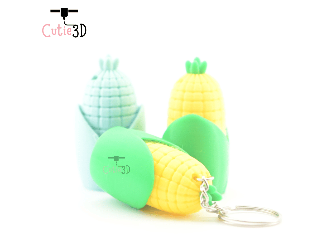 Digital Downloads - Cutie3D Corn Cob Keycap Fidget Clicker Keychain - Cute Backpack Keychain