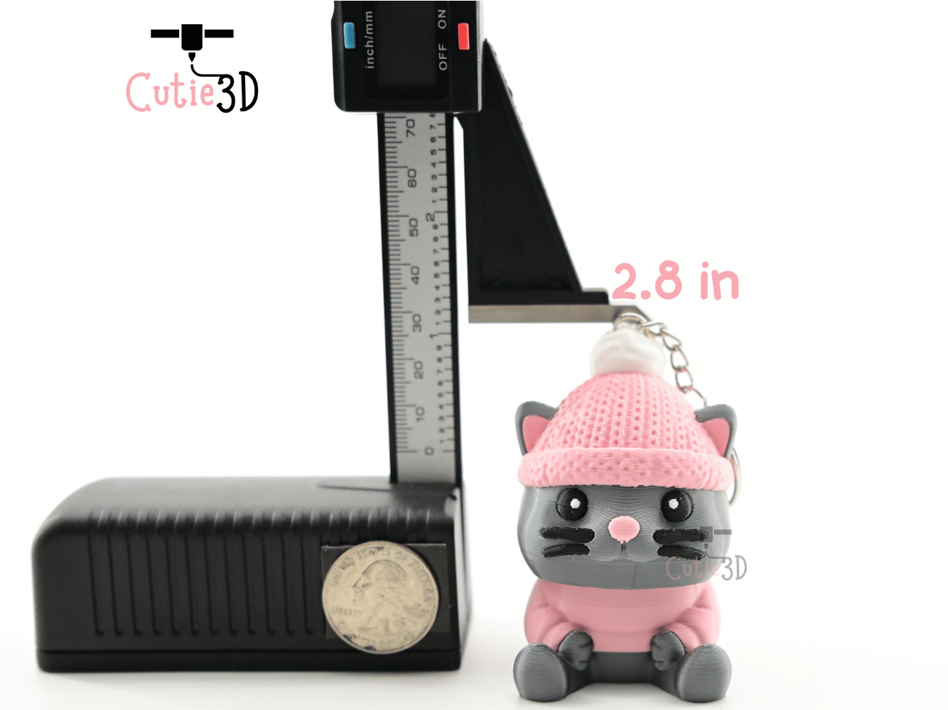 Digital Downloads - Cutie3D Cozy Cat In Crochet Hat Keycap Fidget Clicker Keychain - Cute Backpack Keychain