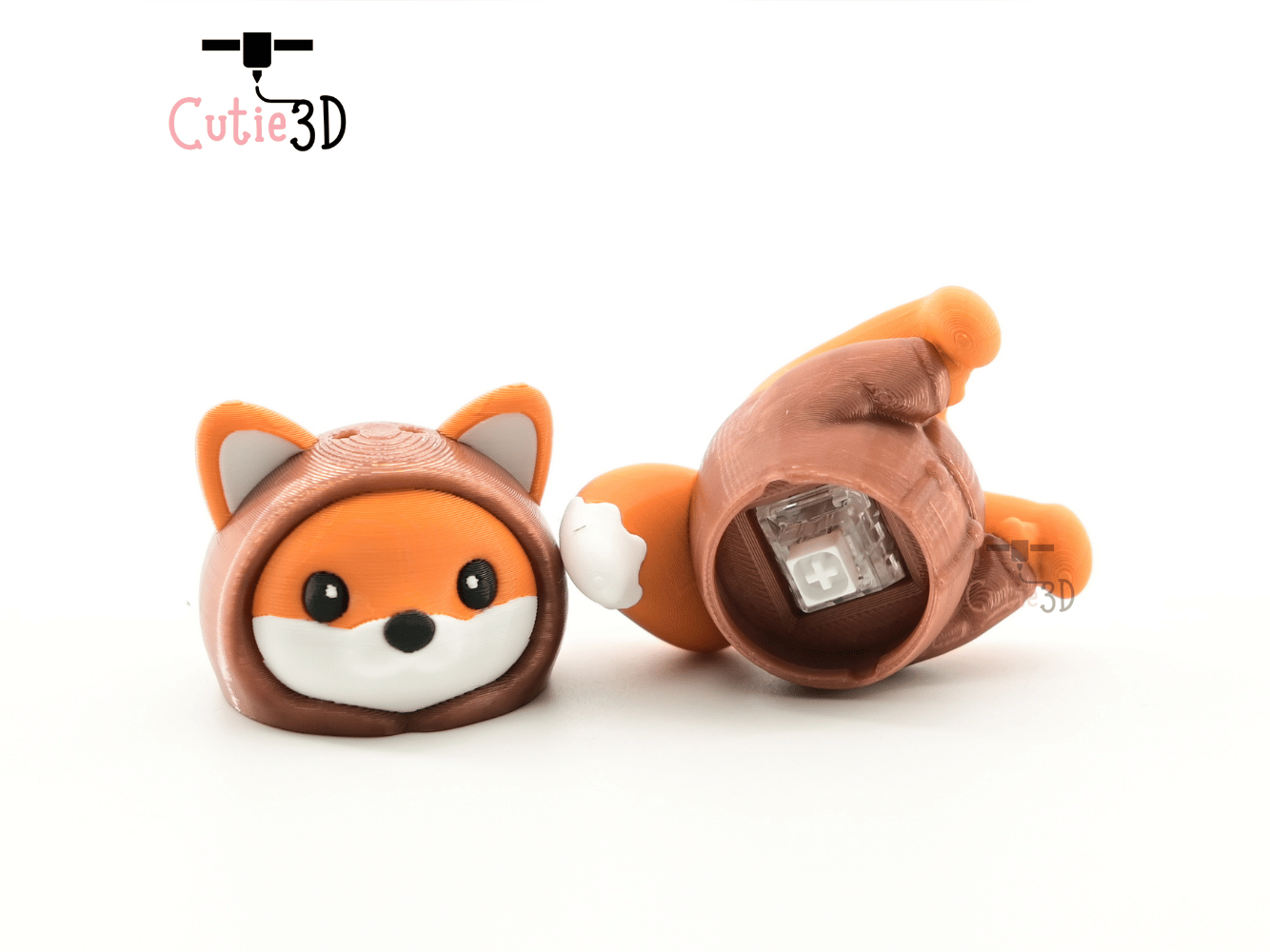 Digital Downloads - Cutie3D Cozy Fox Hoodie For Animal Lovers Keycap Fidget Clicker Keychain - Cute Backpack Keychain
