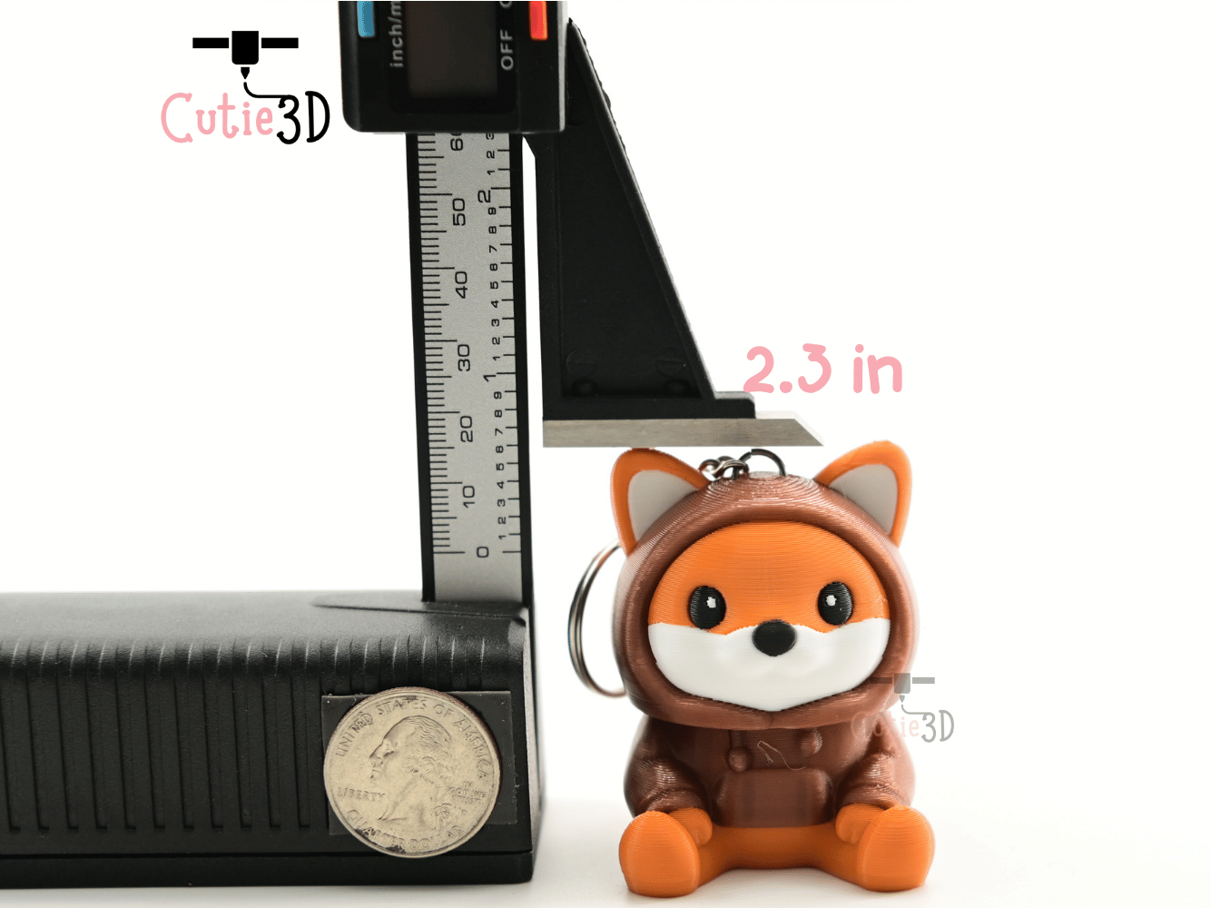 Digital Downloads - Cutie3D Cozy Fox Hoodie For Animal Lovers Keycap Fidget Clicker Keychain - Cute Backpack Keychain
